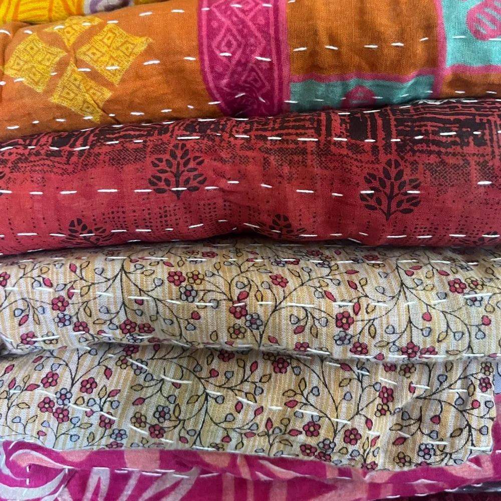 KANTHA Handmade Quilts 100% Cotton 7X4 ONLY 3 LEFT 🔥🔥